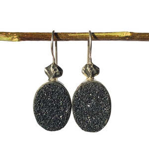 Sale: Charcoal Druzy Earrings