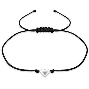Silver Heart Cord Bracelet
