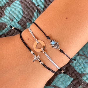 Rose Gold Heart Corded Bracelet