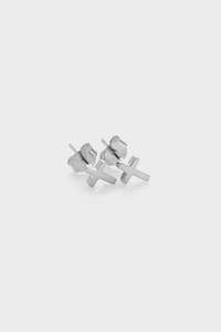 Tiny Stolen Cross Earrings - Silver
