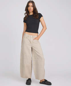 One Teaspoon: Barrel Mid Waist Denim Jeans - Dove