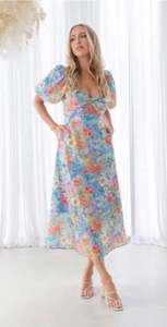 Ebby An I: Mylah Midi Dress - Blue Floral