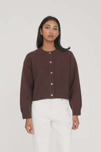 Elle Crop Cardigan - Chestnut