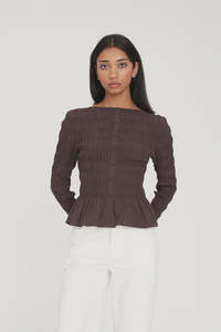 Whats New: LS Shirred Top - Chestnut