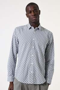 Mens: Printed Shirt - Off White