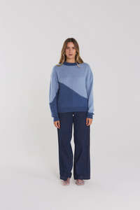 Knitwear: Split Jumper - Twilight Blue