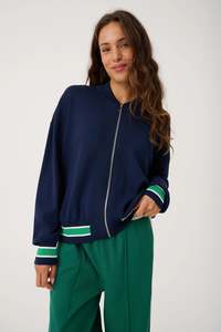 Brodie Knit Bomber - Navy Stripe