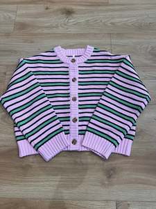 Knitwear: Bobby Knit Cardigan - Pink/Meadow