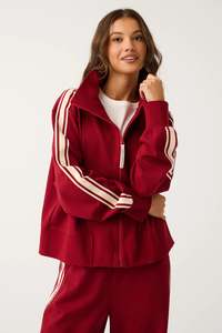 Corey Zip Through Sweater - Mulberry