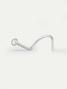 Piercing Jewellery Nose Studs: Clear Gem Nose Screw 22G