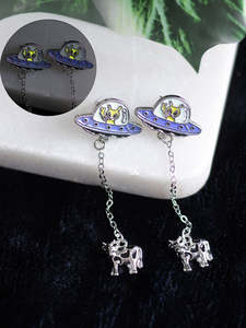 Alien Abduction Dangle Earrings Glow in the Dark