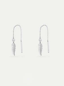 Sterling Silver Feather Thread Drop Earring