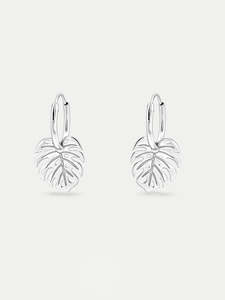 Sterling Silver Monstera Leaf Ear Hoops