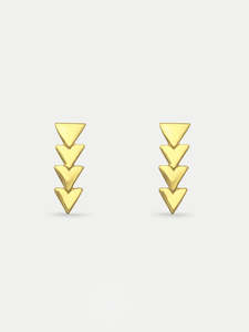 Jewellery: Sterling Silver Gold Plated Triangle Drop Stud Earrings