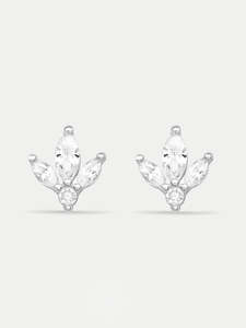 Jewellery: Sterling Silver Crystal Blossom Stud Earrings