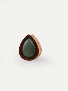 Olive Wood Aventurine Teardrop Plug 16mm