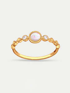 Sterling Silver Gold Plated Opal Gem Ring