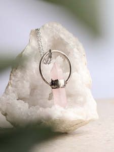 Double Point Rose Quartz Pendant