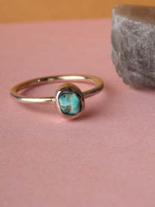 Jewellery Crystal Rings: Turquoise Rough Sterling Silver Ring