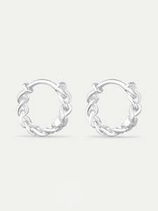 Sterling Silver Chain Link Huggie Hoops