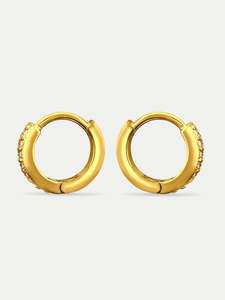 Sterling Silver CZ Crystal Huggie Hoop Earrings