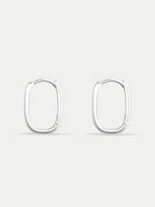 Sterling Silver Oval Huggie Hoop Earrings