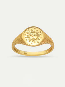 Jewellery Signet Rings: Sterling Silver Sun Medallion Ring