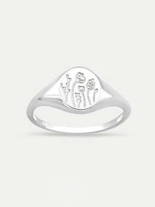 Sterling Silver Floral Signet Ring