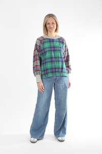 Shirts & Tops: Harper Top - Green and Orange Check - Pre Order