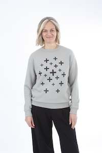 Shirts & Tops: Crew - Slate with Black Scattered Crosses - Pre Order 2 - 3 Weeks