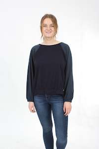 Harper Top: Harper Top Merino - Navy and Denim - Pre Order