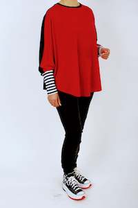 Poncho Merino Reversible - Red and Black with Black and White stripe Cuff - Pre &hellip;