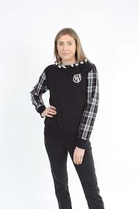 Holly Hoodie - Black Black Tartan Sleeve - Pre Order