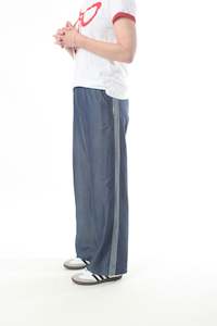 Olivia Pants - Denim with Chambray Denim Stripe