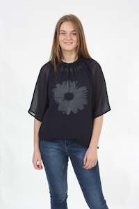 Emma Tops: Emma Top - Navy Chiffon - Pre-Order