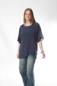 Elle Top: Shelley Top - Denim Blue