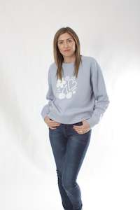 Crew Sweater: Crew Sweater - Sky Blue with Wadzee Print - Pre-Order
