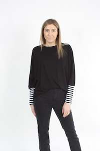 Iris Jumper 1: Iris Merino Jumper - Navy Stripe or Black Stripe - Pre Order