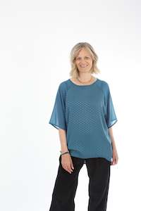 Last Ones: Kendra Top - Textured Turquoise Body Plain Sleeve - Pre-Order