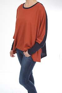 Alexa Top - Merino - Reversible Navy/Rust - pre-order