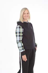 Holly Hoodie: Holly Hoodie - Black with Check Sleeve