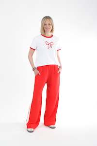 Olivia Pants - Red with White stripe - Pre-Order