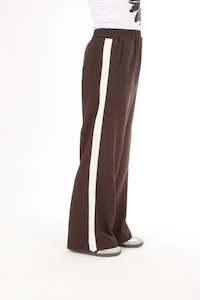 Olivia Pants - Chocolate with White stripe - Pre-Order