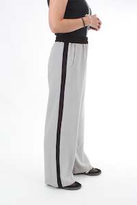 Olivia Pants - Silver Grey with Black stripe - Pre-Order