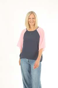 Last Ones: Kendra Top - Denim Body Candy Floss Sleeve - Pre-Order