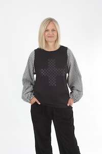 Alice Top: Alice Top - Black - Black Gingham Sleeves