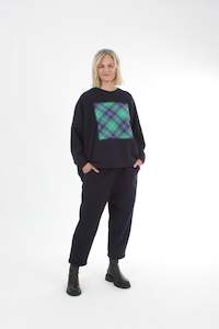 Oversized Sweater: Oversized Sweater - Navy - Square Print - Pre-Order