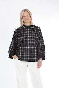 Sonia Tops: Sonia Top - Wool Black Check black Trims
