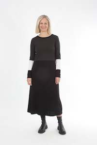 Black And White: Milly Dress - Merino Chocolate Black and White - Pre Order