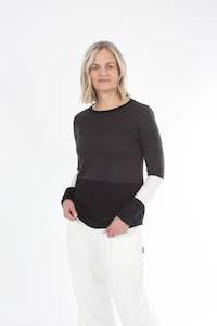 Milly Top - Merino Chocolate Black and White - Pre Order